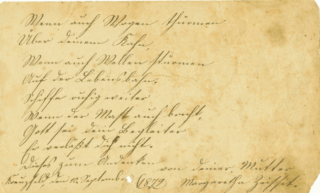 Verse signed by Margaretha Zeisset